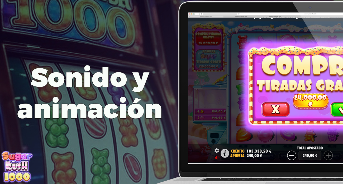 El diseño y los sonidos del juego Sugar Rush 1000 son agradables y no resultan aburridos.