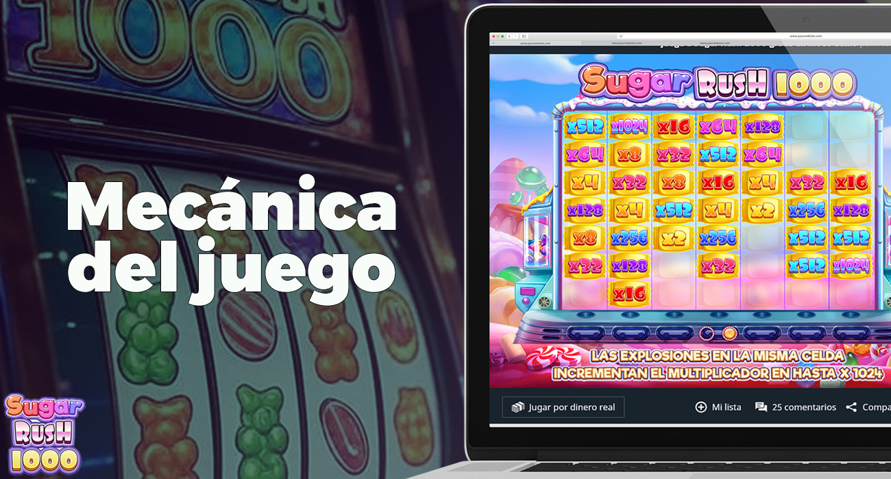 Sugar Rush 1000 tiene una mecánica sencilla, como otras tragamonedas.